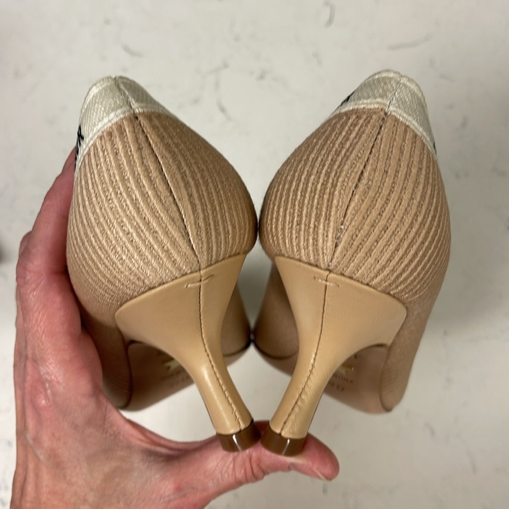 Dior Fabric & Ribbon Embroidered J'Adior Pumps 39 Aprioct Line - Picture 12 of 17